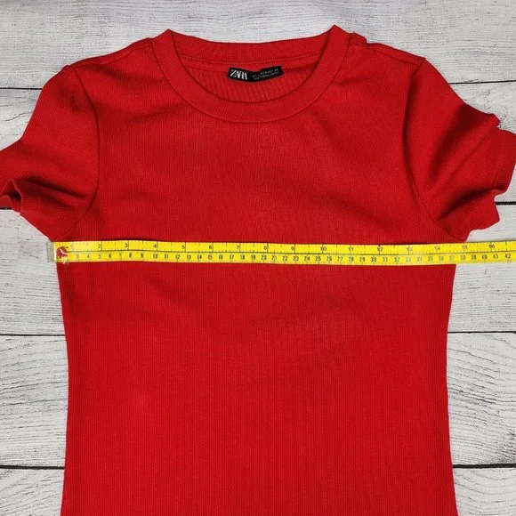 Zara, Coral Red Mini Dress Size Medium - Picture 6 of 9